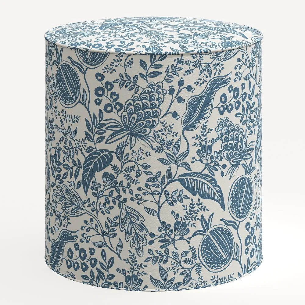 Rifle Paper Co. Billie Blue Pomegranate Round Ottoman