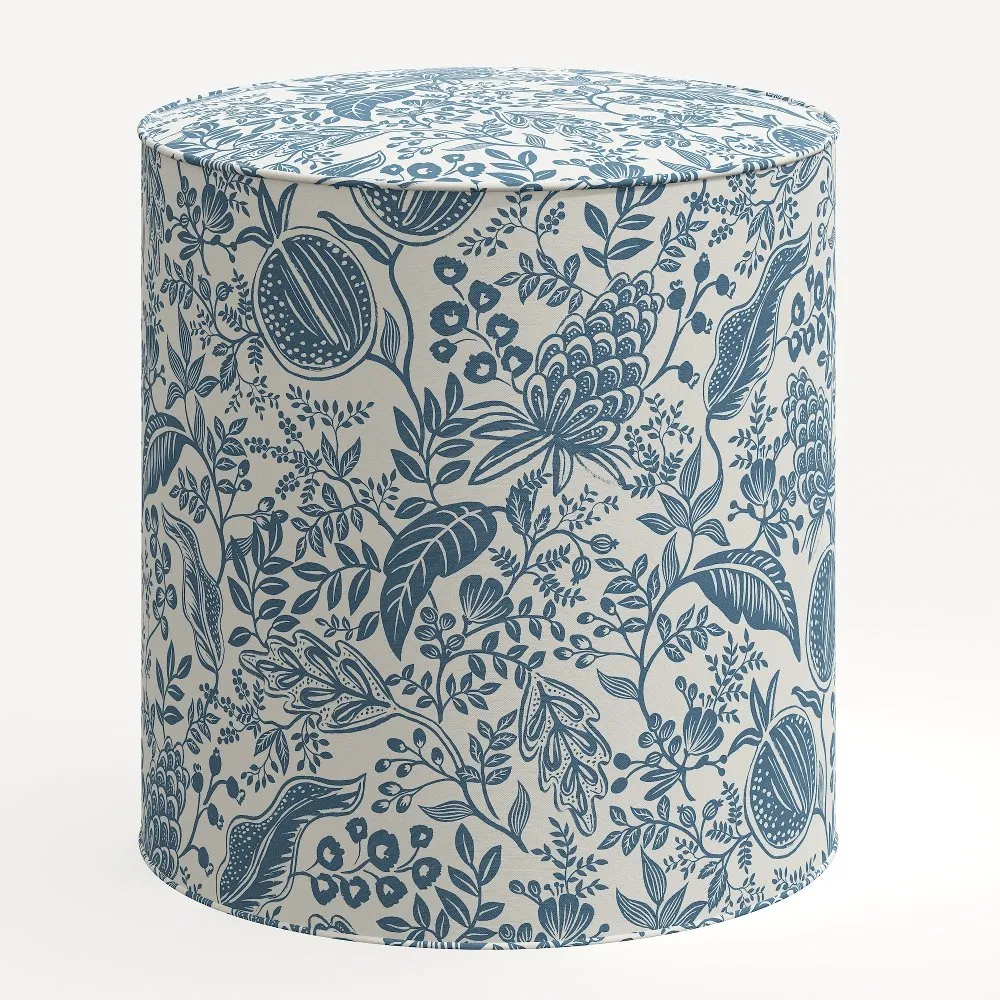 Rifle Paper Co. Billie Blue Pomegranate Round Ottoman