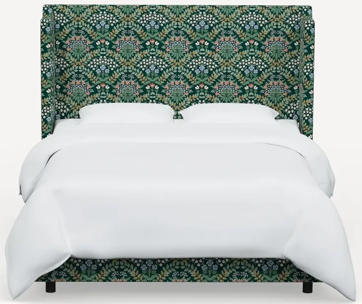 Rifle Paper Co Hawthorne Bramble Emerald Twin Wingback Bed