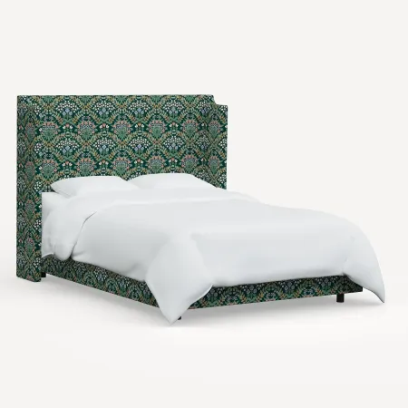 Rifle Paper Co Hawthorne Bramble Emerald Queen Wingback Bed