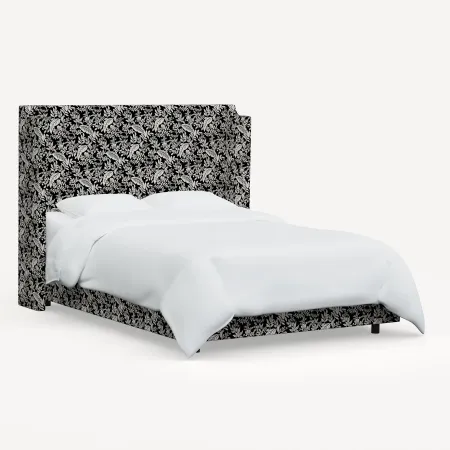 Rifle Paper Co Hawthorne Canopy Black & Cream Twin Wingback Bed