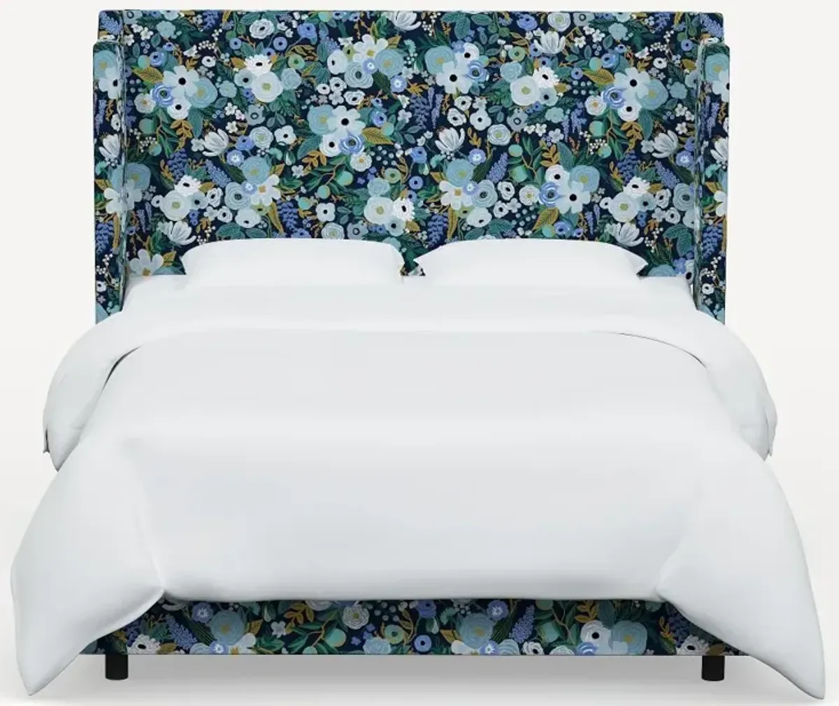 Rifle Paper Co Hawthorne Garden Party Blue Twin Wingback Bed