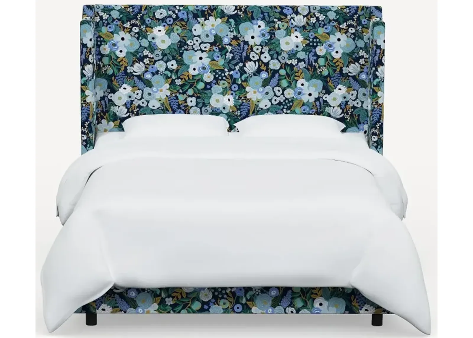 Rifle Paper Co Hawthorne Garden Party Blue Full Wingback Bed