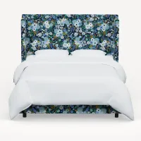 Rifle Paper Co Hawthorne Garden Party Blue Queen Wingback Bed