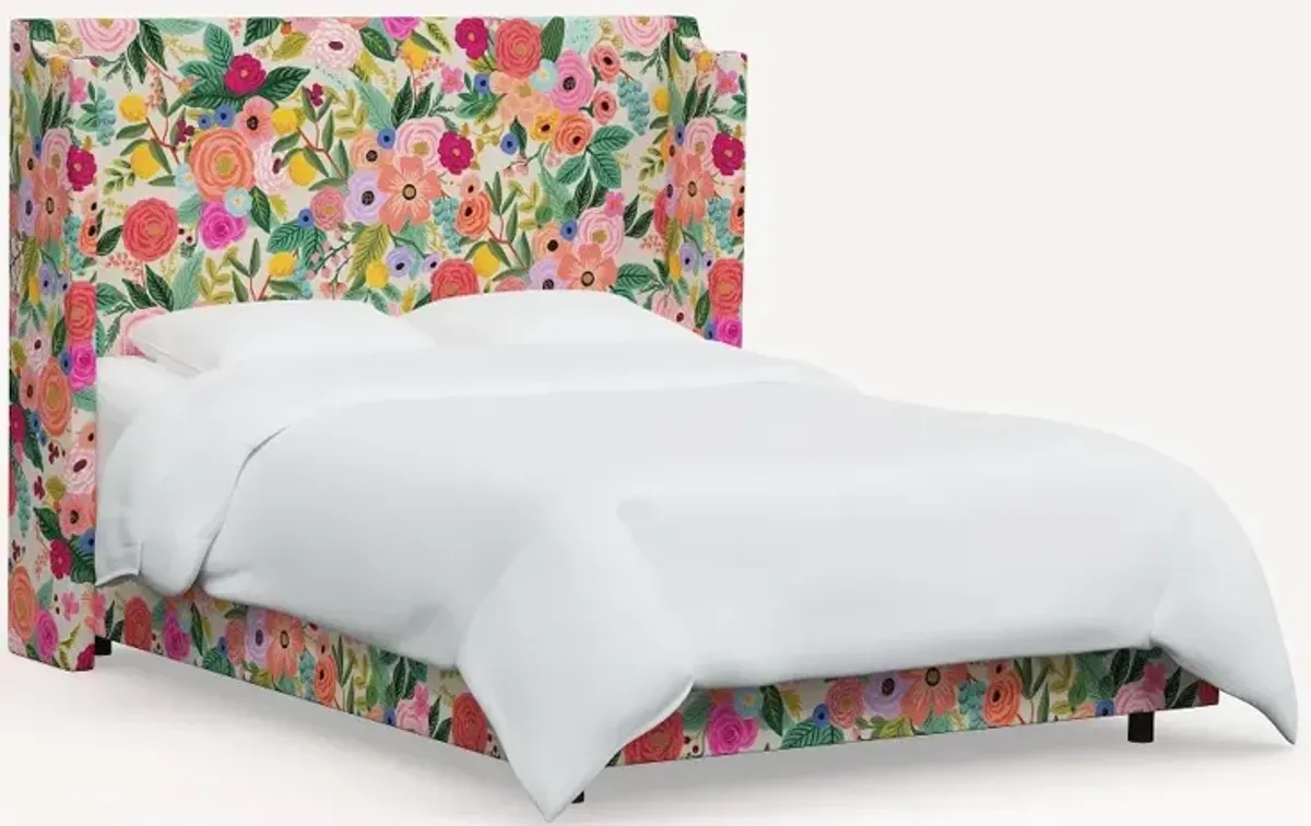 Rifle Paper Co Hawthorne Garden Party Pink Twin Wingback Bed