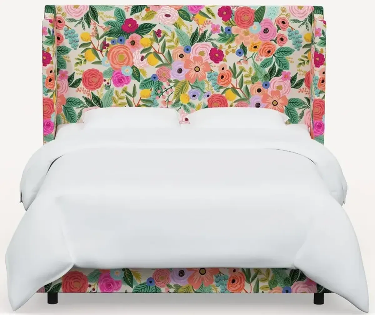 Rifle Paper Co Hawthorne Garden Party Pink Twin Wingback Bed