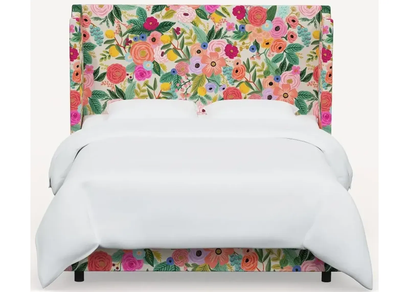 Rifle Paper Co Hawthorne Garden Party Pink Queen Wingback Bed