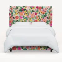 Rifle Paper Co Hawthorne Garden Party Pink Cal-King Wingback Bed