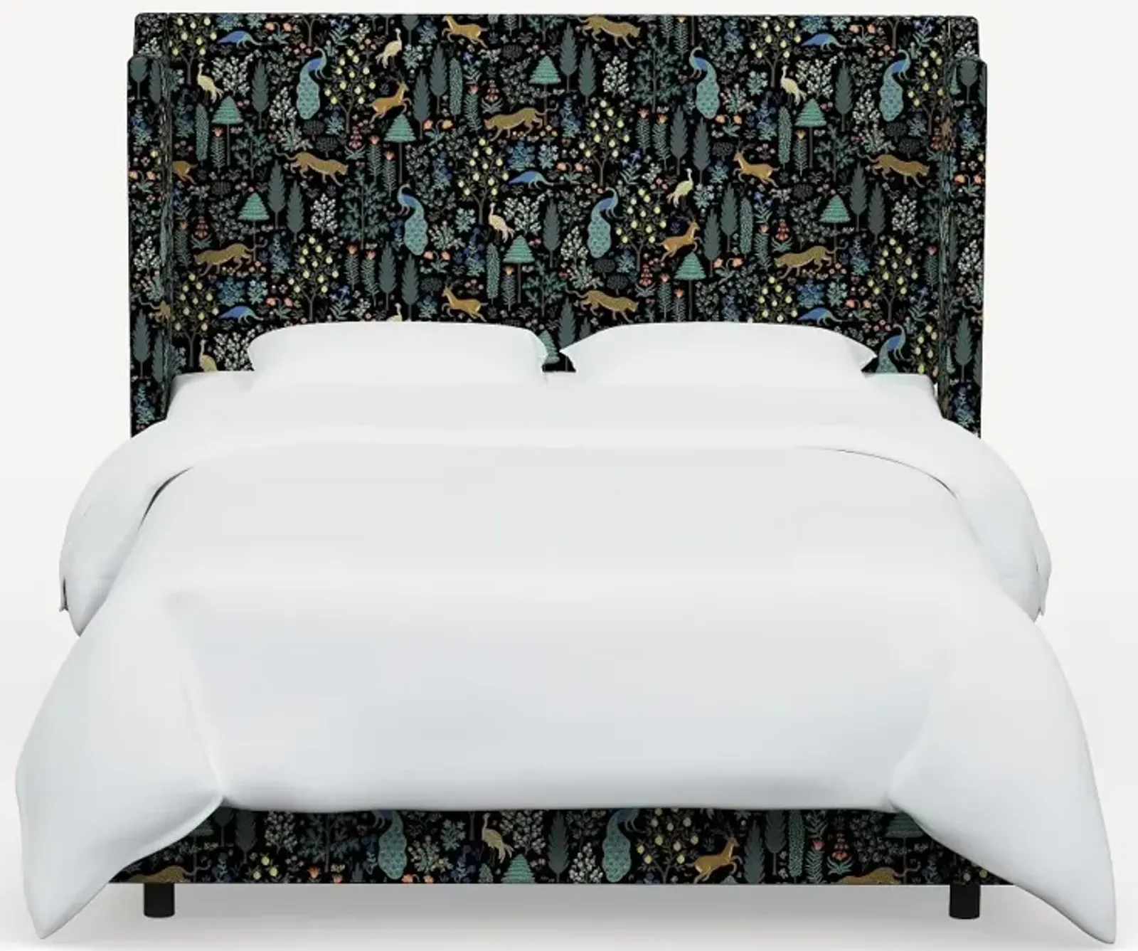 Rifle Paper Co Hawthorne Menagerie Black Twin Wingback Bed