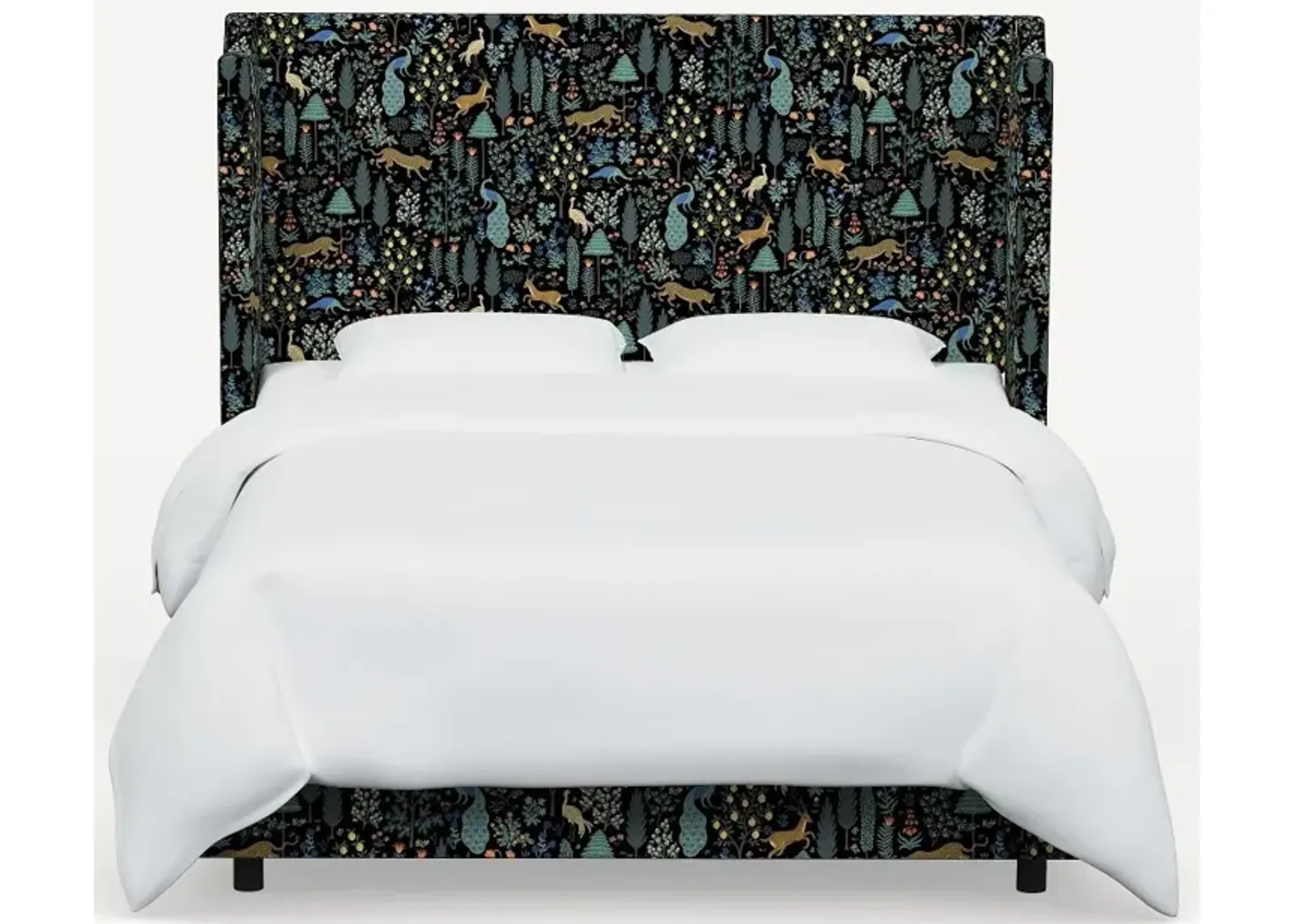 Rifle Paper Co Hawthorne Menagerie Black Full Wingback Bed