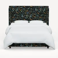 Rifle Paper Co Hawthorne Menagerie Black Cal-King Wingback Bed