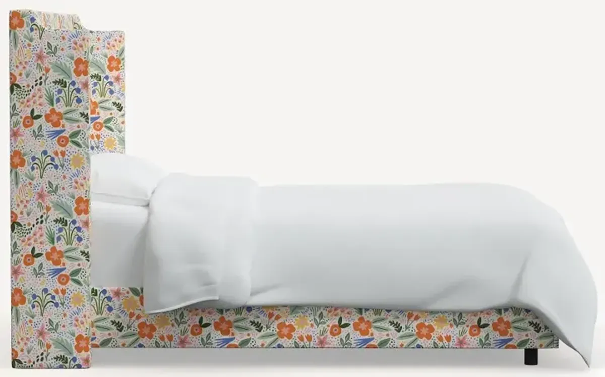 Rifle Paper Co Hawthorne Multicolor Floral Twin Wingback Bed