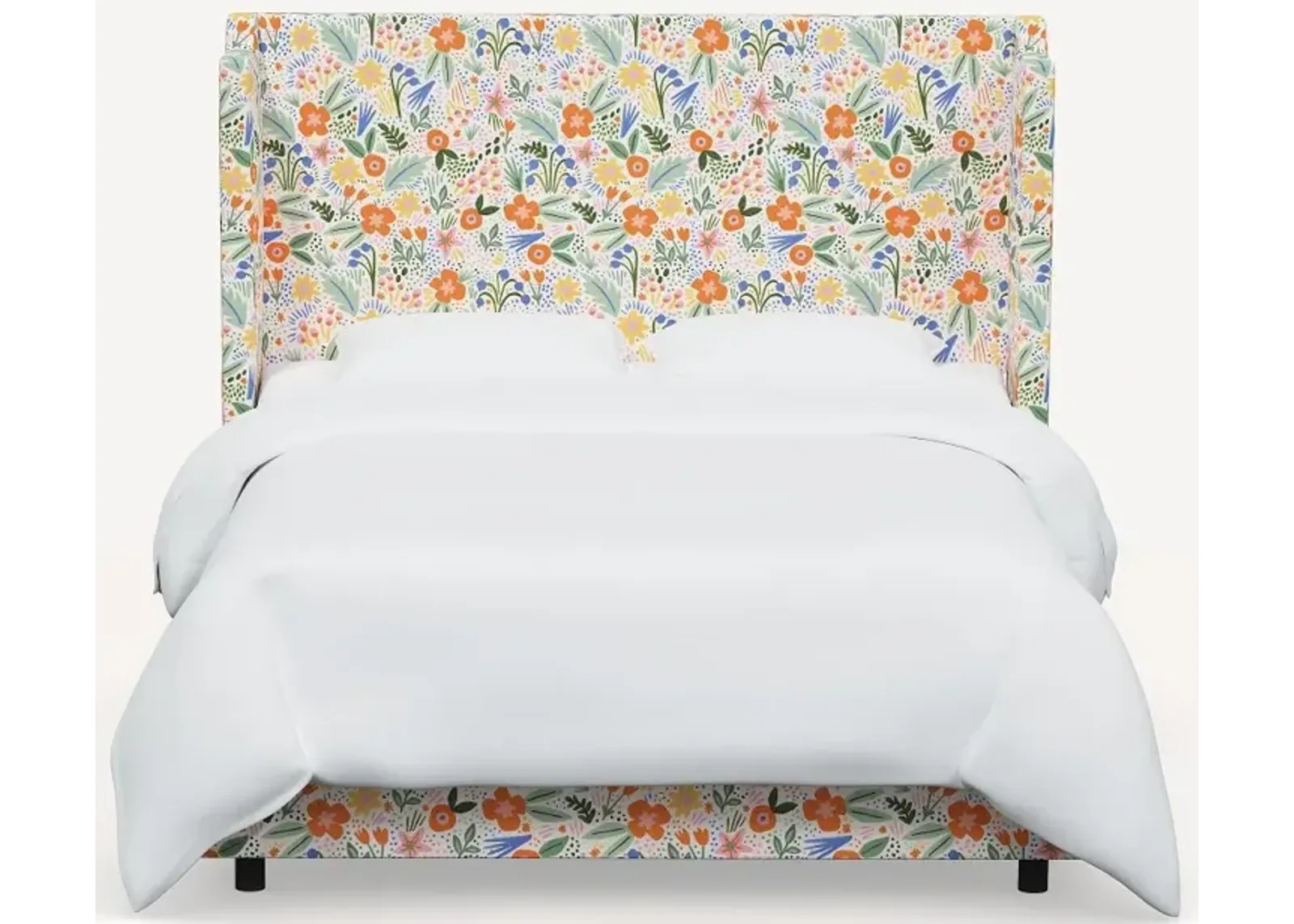 Rifle Paper Co Hawthorne Multicolor Floral Queen Wingback Bed