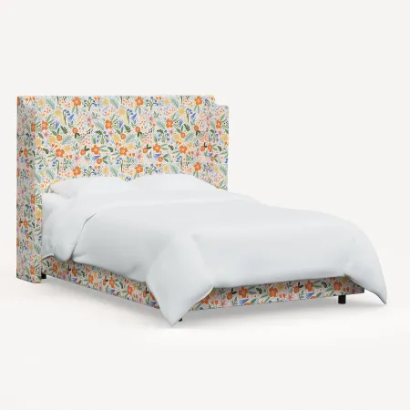 Rifle Paper Co Hawthorne Multicolor Floral Cal-King Wingback Bed