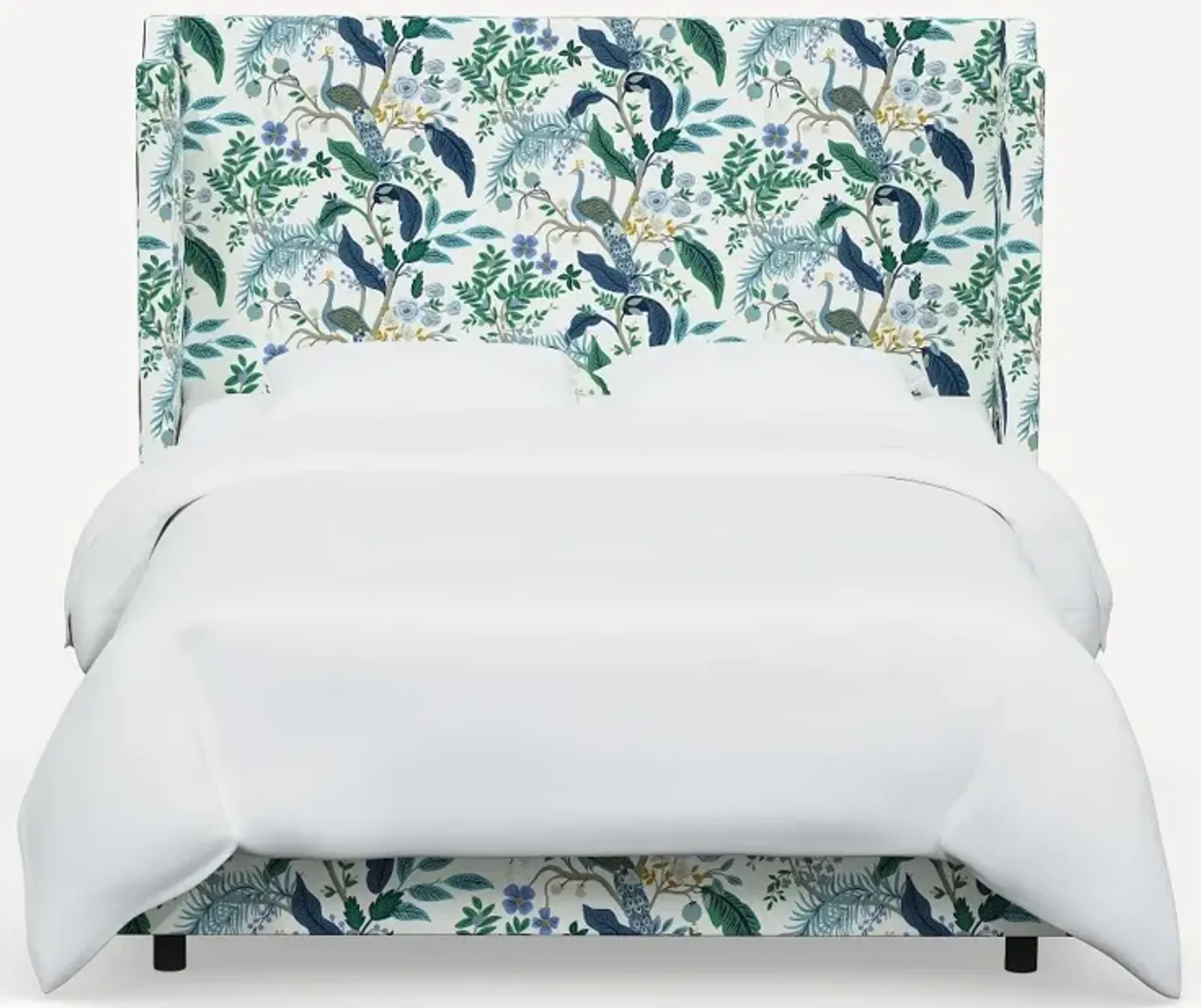 Rifle Paper Co Hawthorne Blue Peacock Twin Wingback Bed