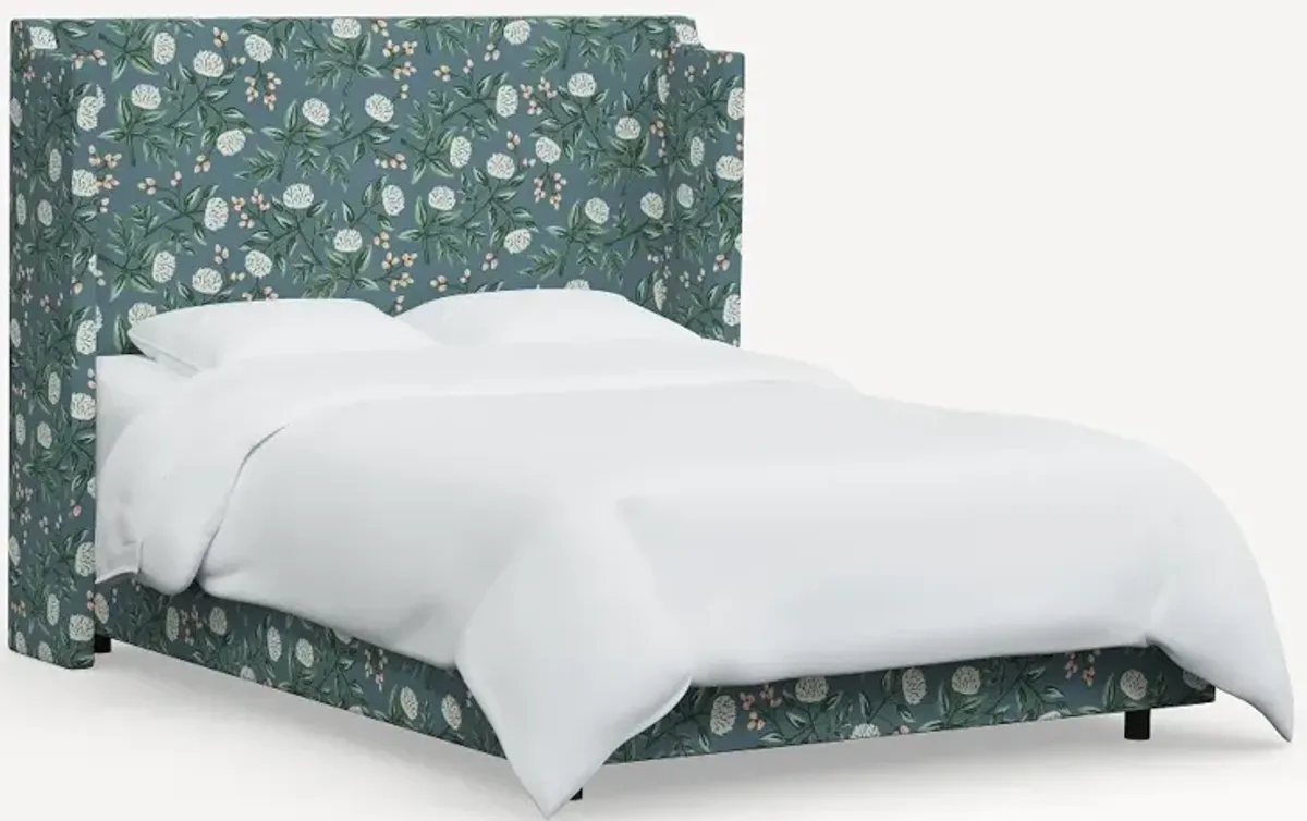 Rifle Paper Co Hawthorne Emerald Peonies Twin Wingback Bed