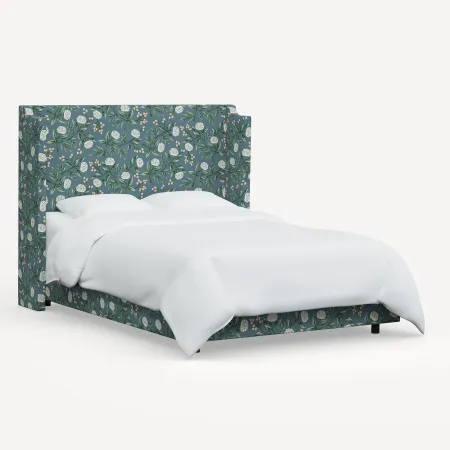 Rifle Paper Co Hawthorne Emerald Peonies Twin Wingback Bed