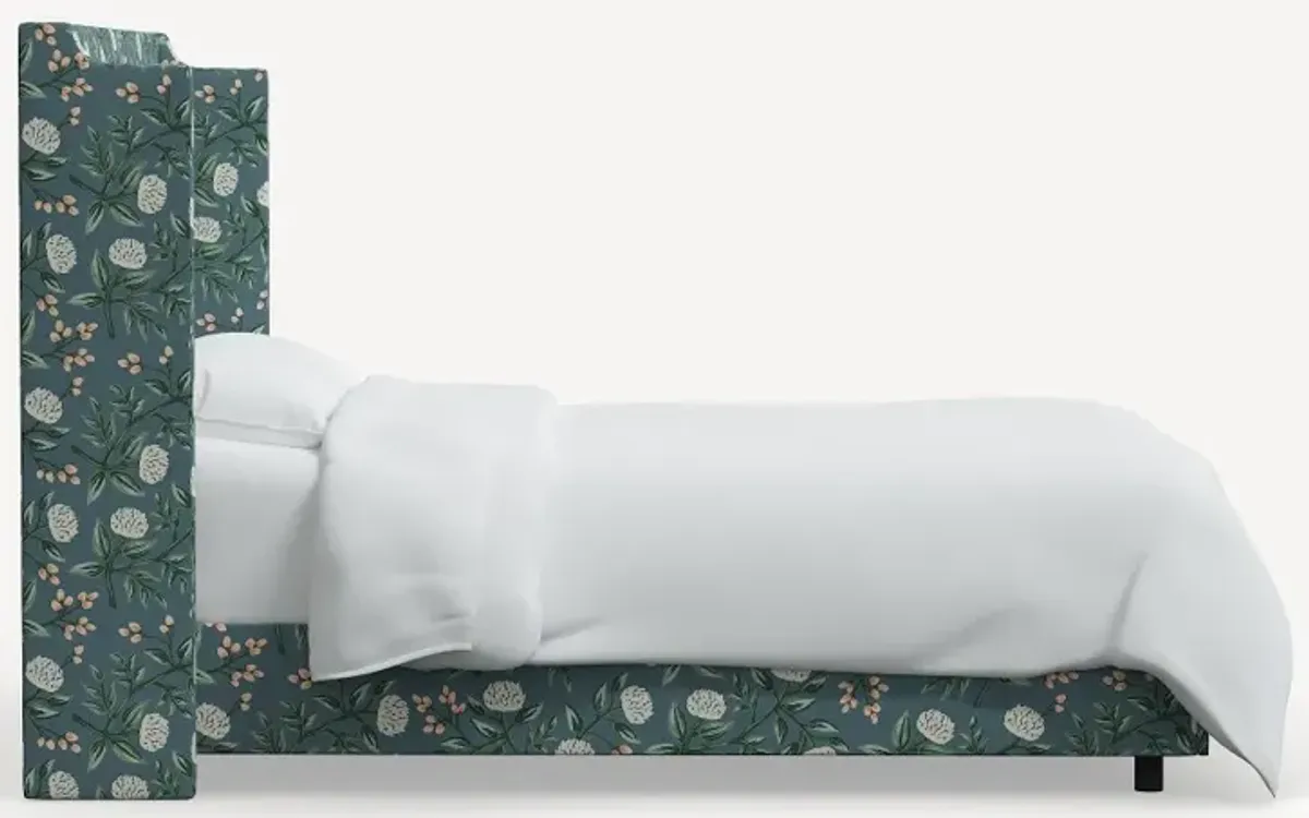 Rifle Paper Co Hawthorne Emerald Peonies Twin Wingback Bed