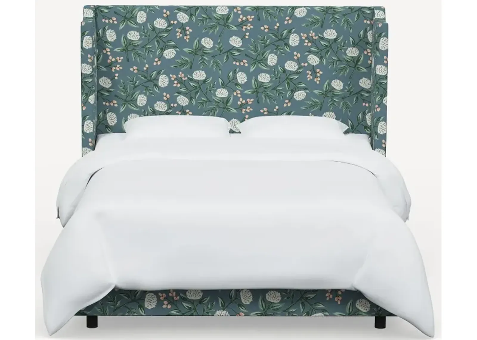 Rifle Paper Co Hawthorne Emerald Peonies Twin Wingback Bed