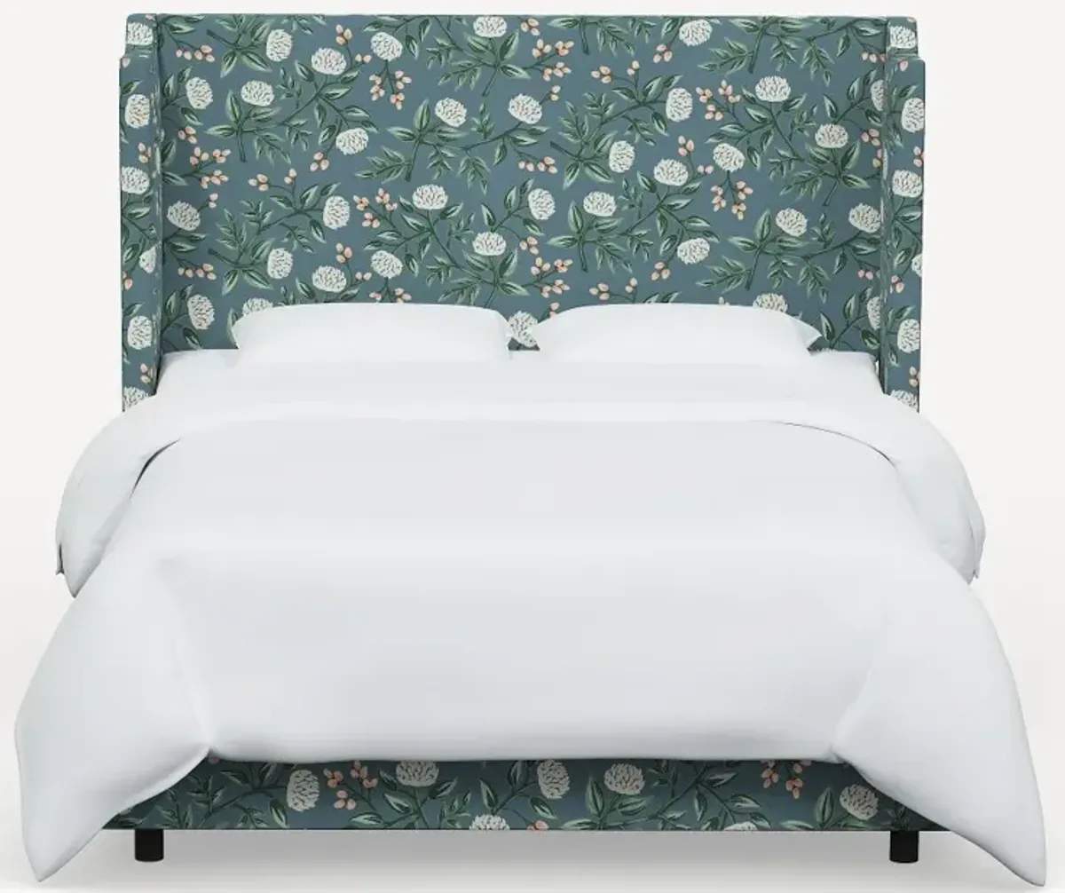 Rifle Paper Co Hawthorne Emerald Peonies Twin Wingback Bed