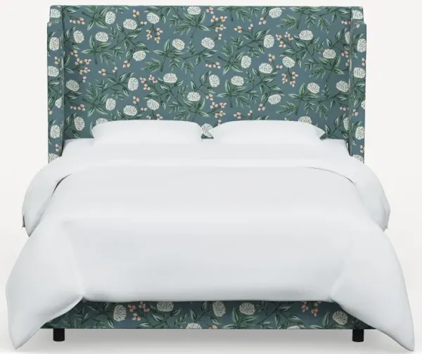 Rifle Paper Co Hawthorne Emerald Peonies Twin Wingback Bed