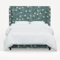 Rifle Paper Co Hawthorne Emerald Peonies Queen Wingback Bed