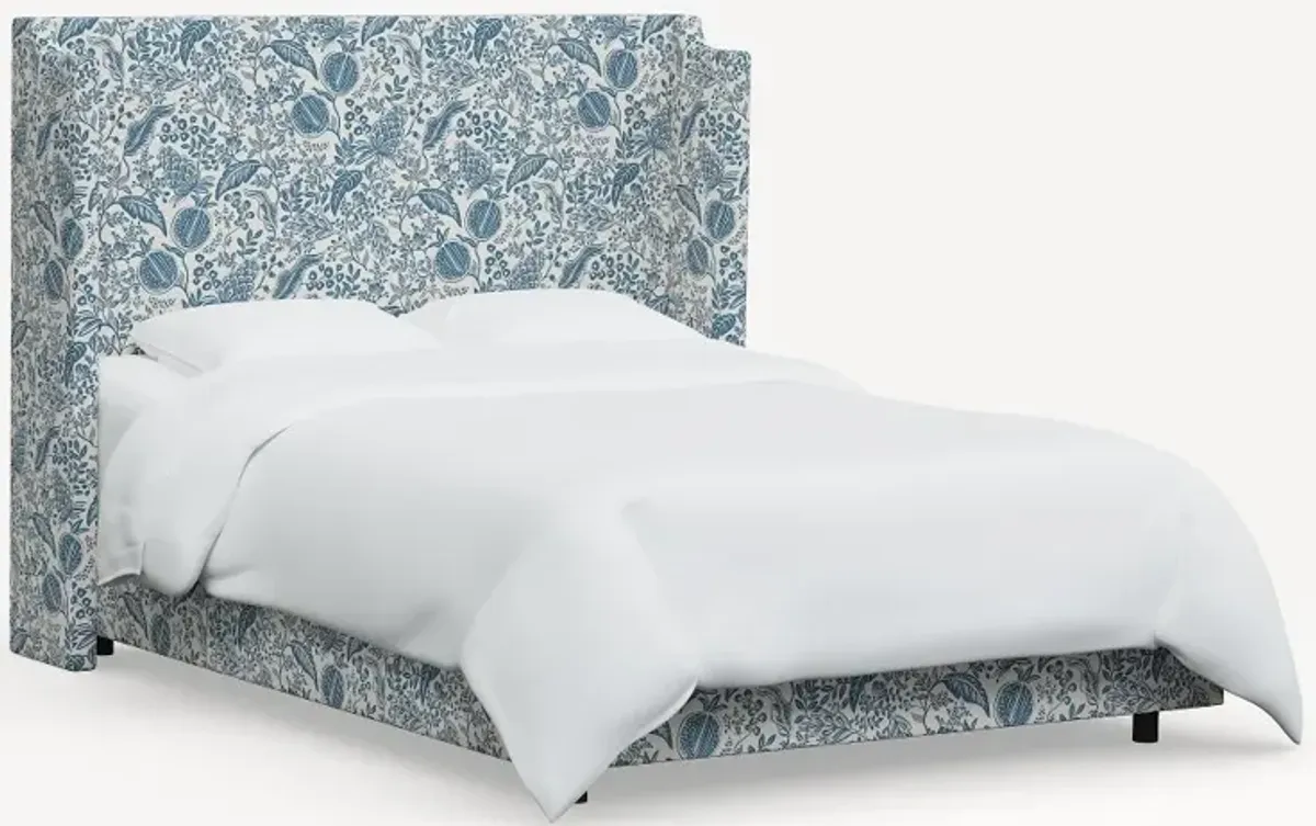 Rifle Paper Co Hawthorne Blue Pomegranate Twin Wingback Bed