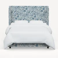 Rifle Paper Co Hawthorne Blue Pomegranate Queen Wingback Bed