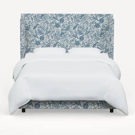 Rifle Paper Co Hawthorne Blue Pomegranate King Wingback Bed