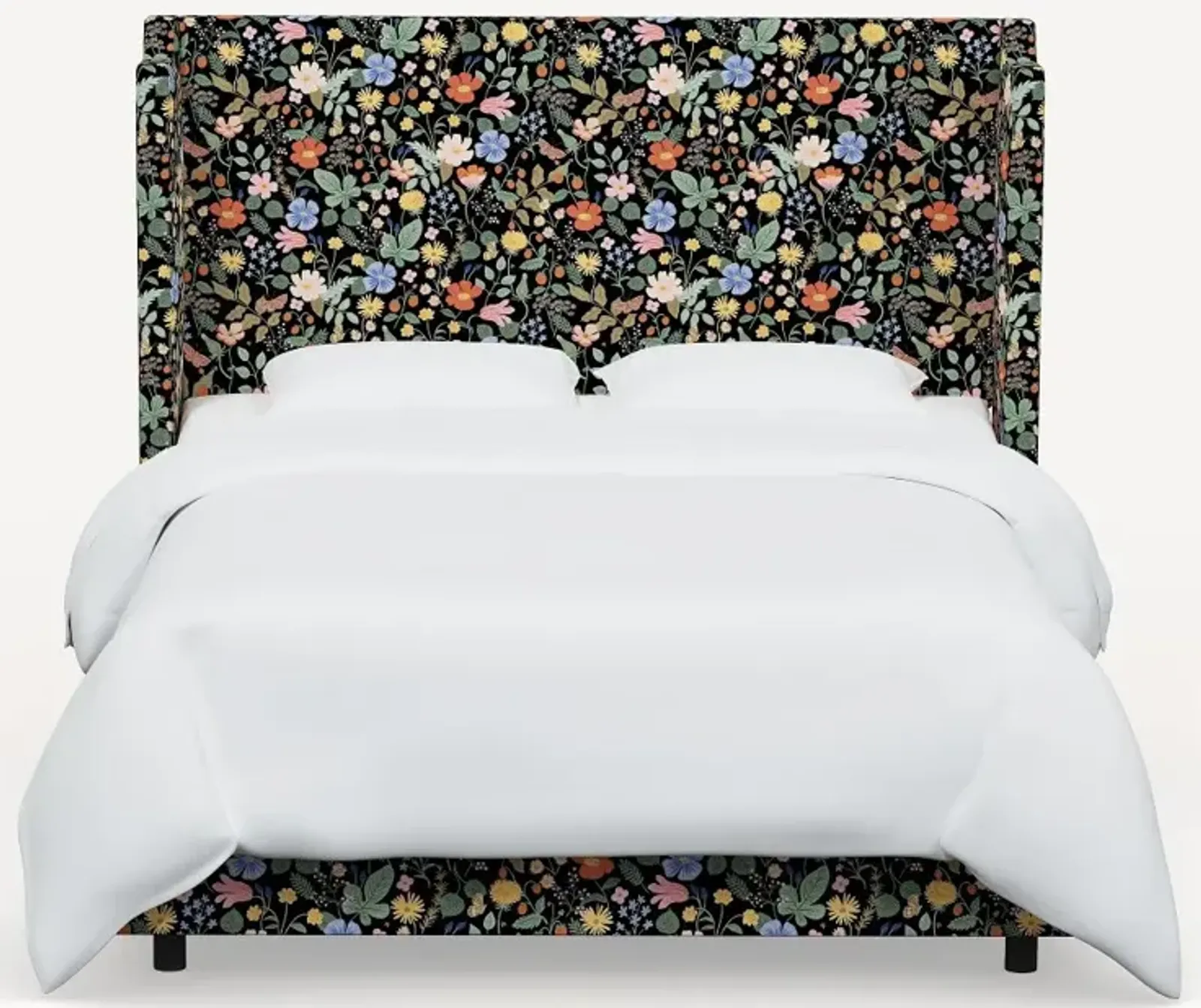 Rifle Paper Co Hawthorne Black Strawberry Fields Full Wingback Bed