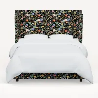Rifle Paper Co Hawthorne Black Strawberry Fields Queen Wingback Bed