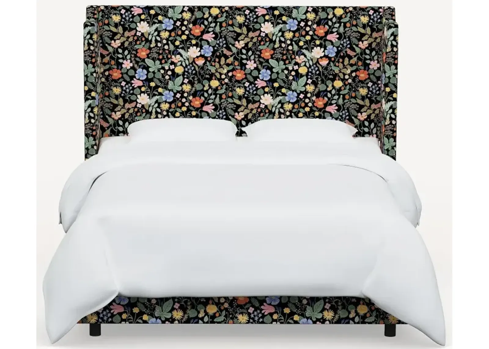 Rifle Paper Co Hawthorne Black Strawberry Fields Cal-King Wingback Bed