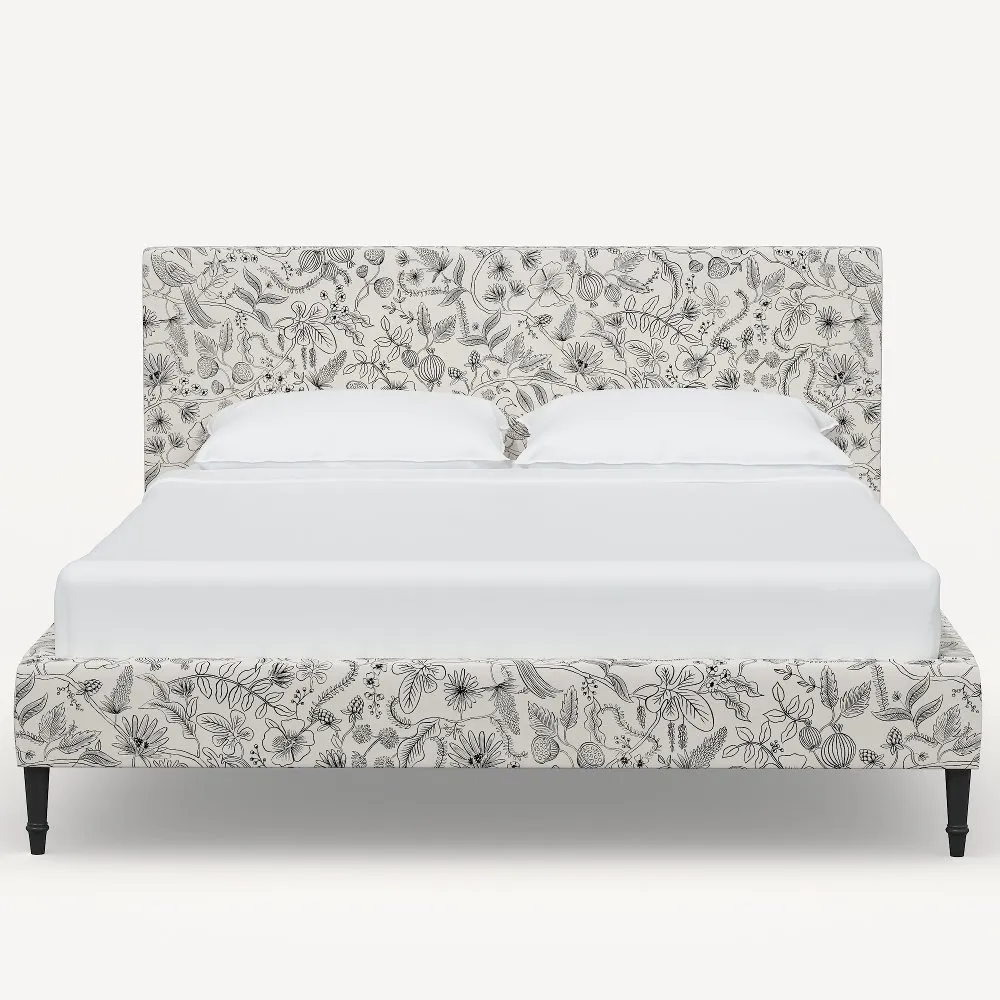 Rifle Paper Co Elly Aviary Cream & Black Cal-King Platform Bed