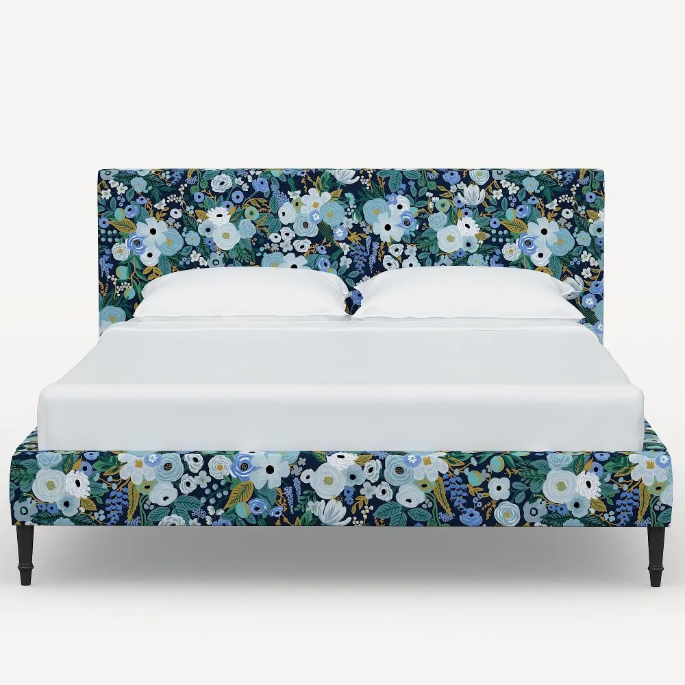 Rifle Paper Co Elly Garden Party Blue Queen Platform Bed