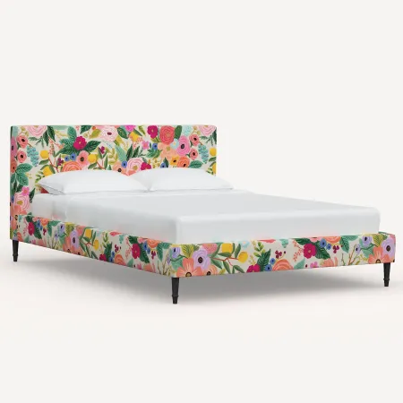 Rifle Paper Co Elly Garden Party Pink Queen Platform Bed
