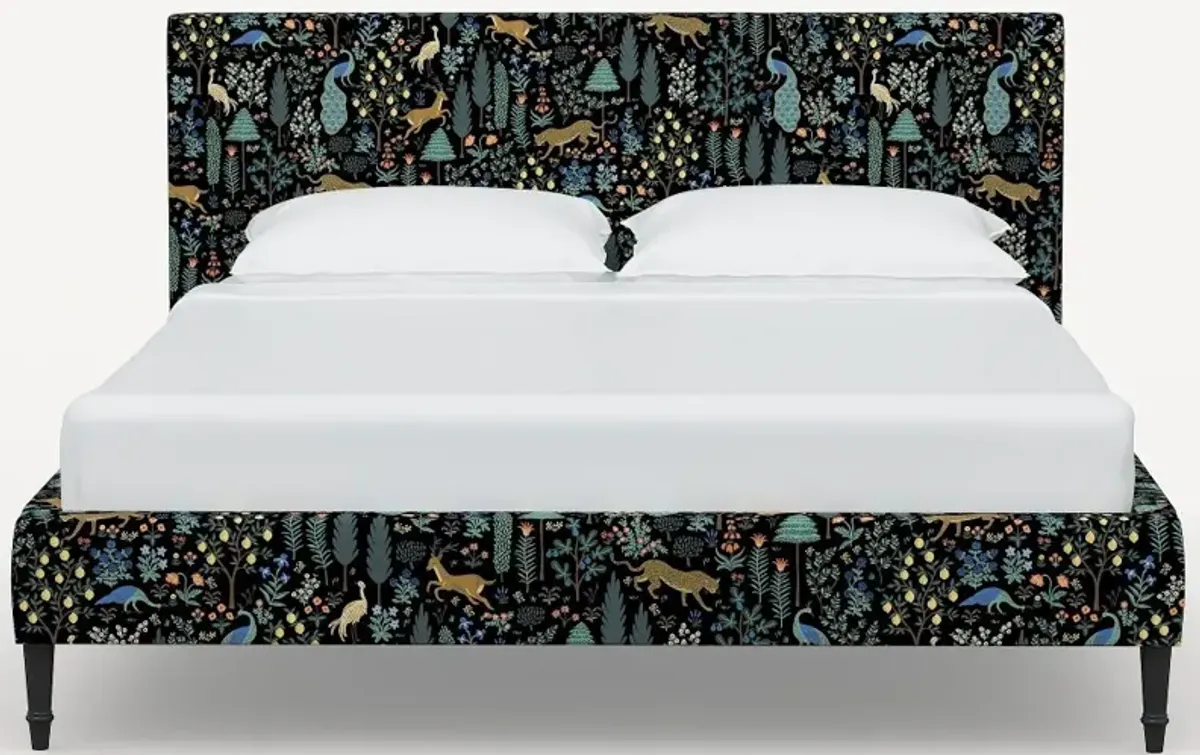 Rifle Paper Co Elly Menagerie Black Full Platform Bed