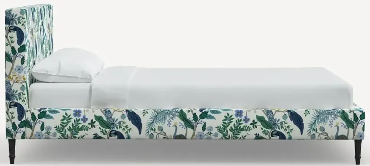 Rifle Paper Co Elly Blue Peacock Twin Platform Bed