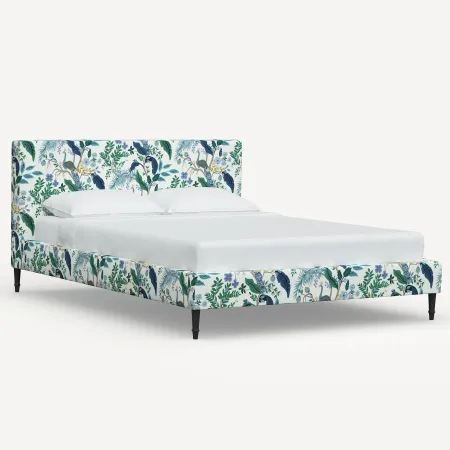 Rifle Paper Co Elly Blue Peacock Queen Platform Bed
