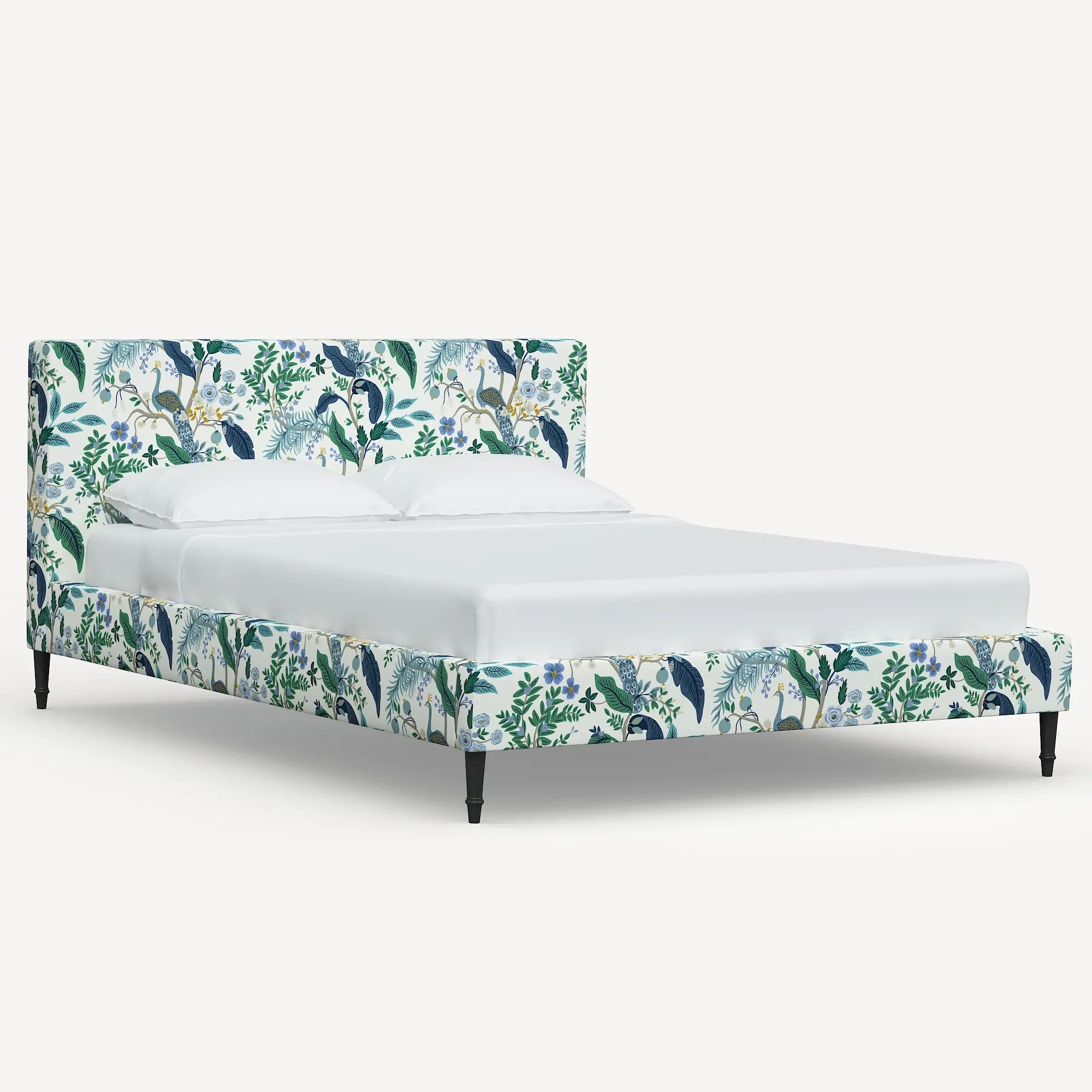 Rifle Paper Co Elly Blue Peacock Queen Platform Bed