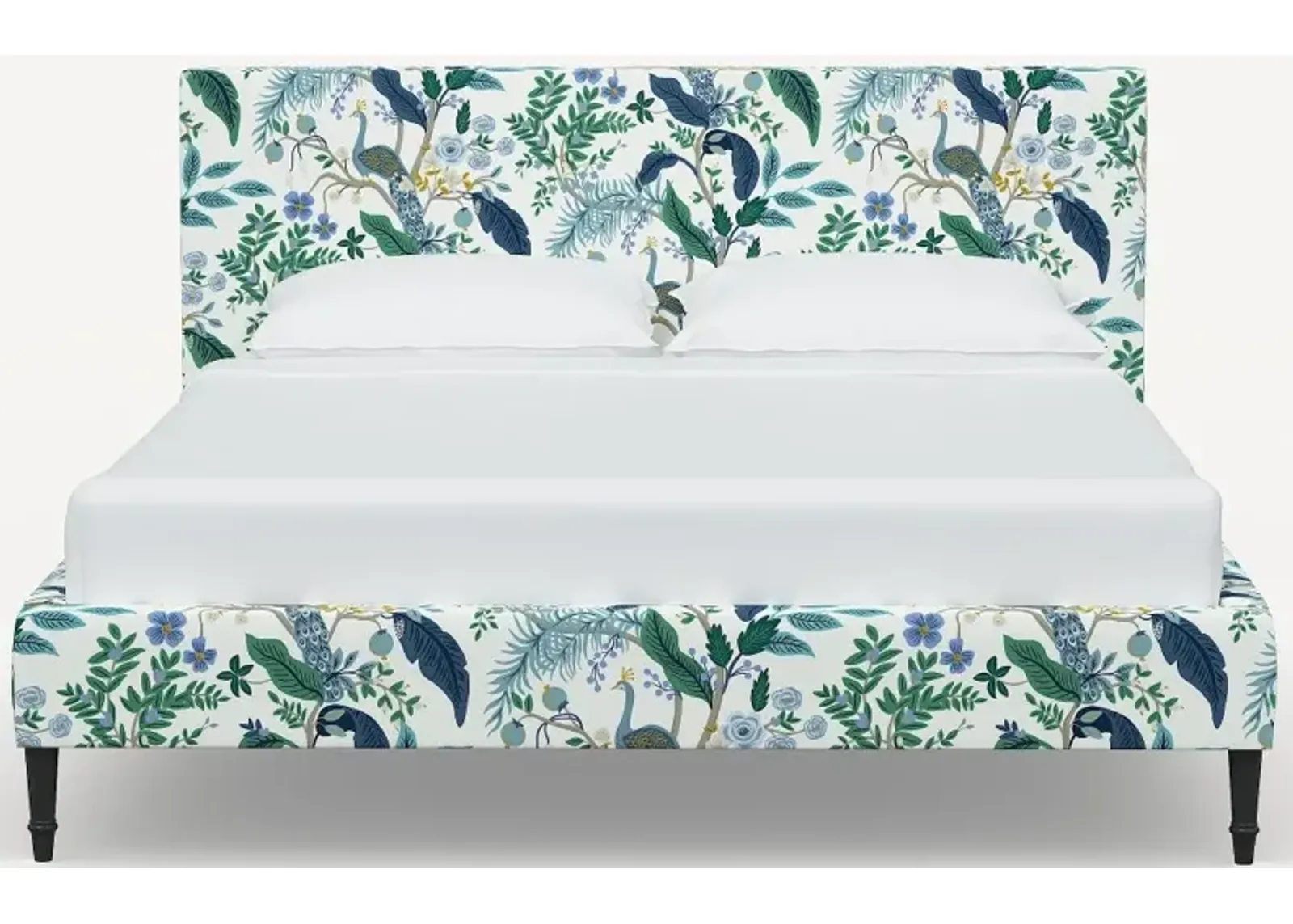 Rifle Paper Co Elly Blue Peacock Queen Platform Bed