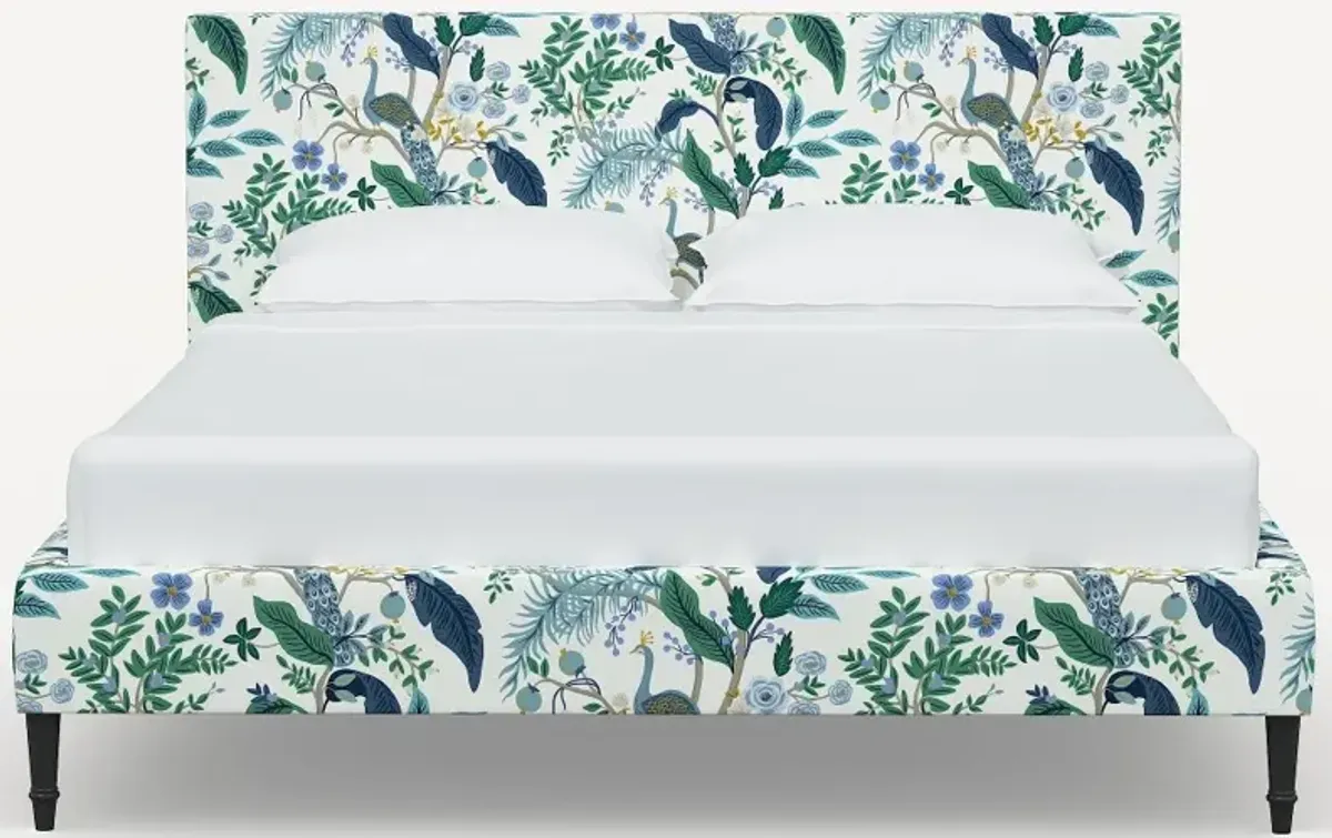 Rifle Paper Co Elly Blue Peacock Queen Platform Bed