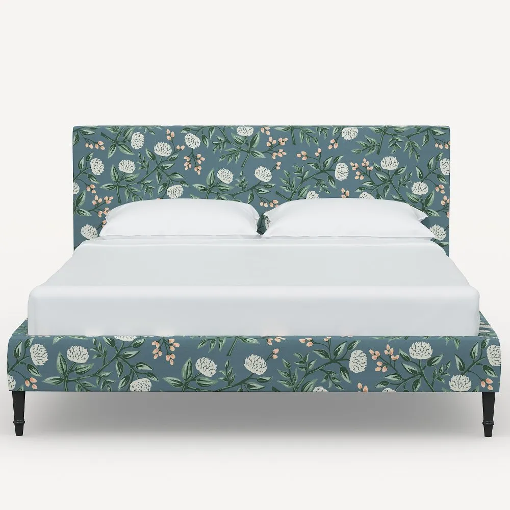 Rifle Paper Co Elly Emerald Peonies Queen Platform Bed