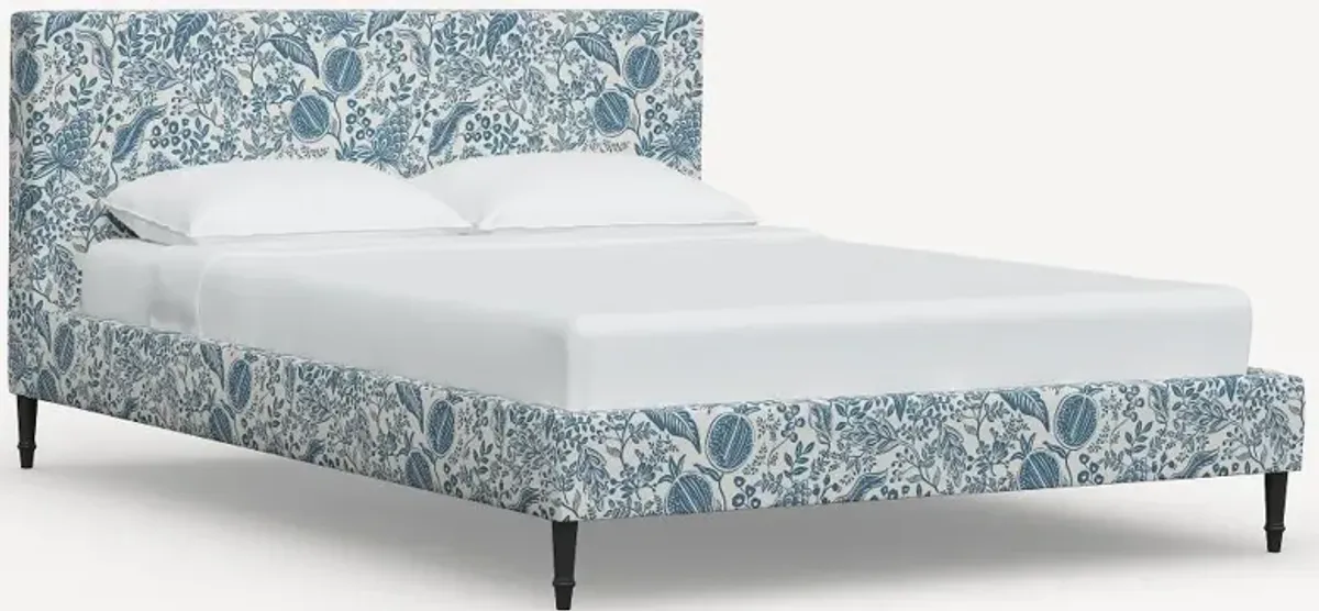 Rifle Paper Co Elly Blue Pomegranate Queen Platform Bed