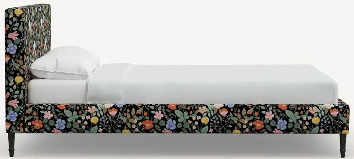 Rifle Paper Co Elly Black Strawberry Fields Twin Platform Bed