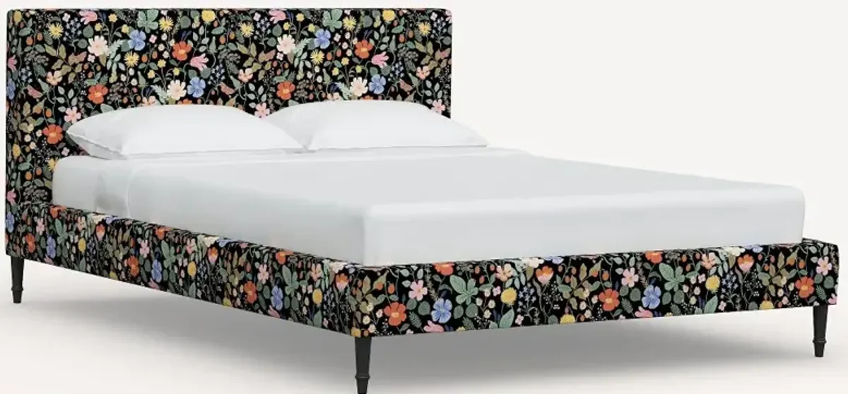 Rifle Paper Co Elly Black Strawberry Fields Twin Platform Bed