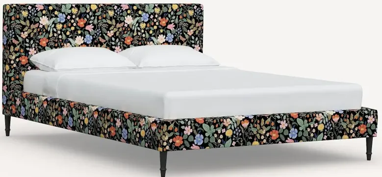 Rifle Paper Co Elly Black Strawberry Fields Twin Platform Bed