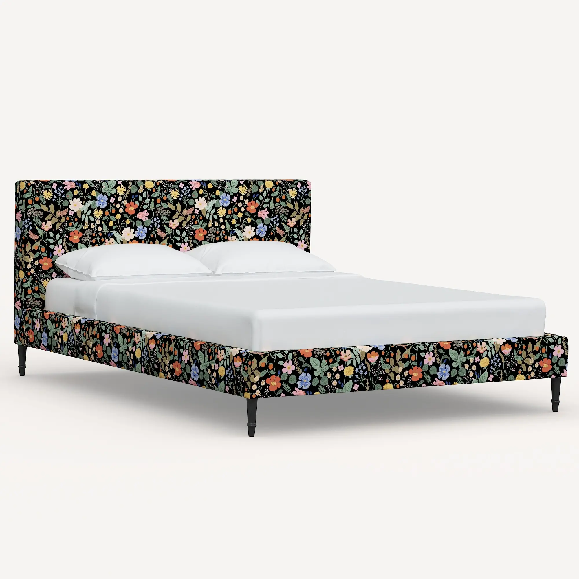 Rifle Paper Co Elly Black Strawberry Fields Twin Platform Bed