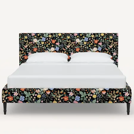 Rifle Paper Co Elly Black Strawberry Fields Twin Platform Bed