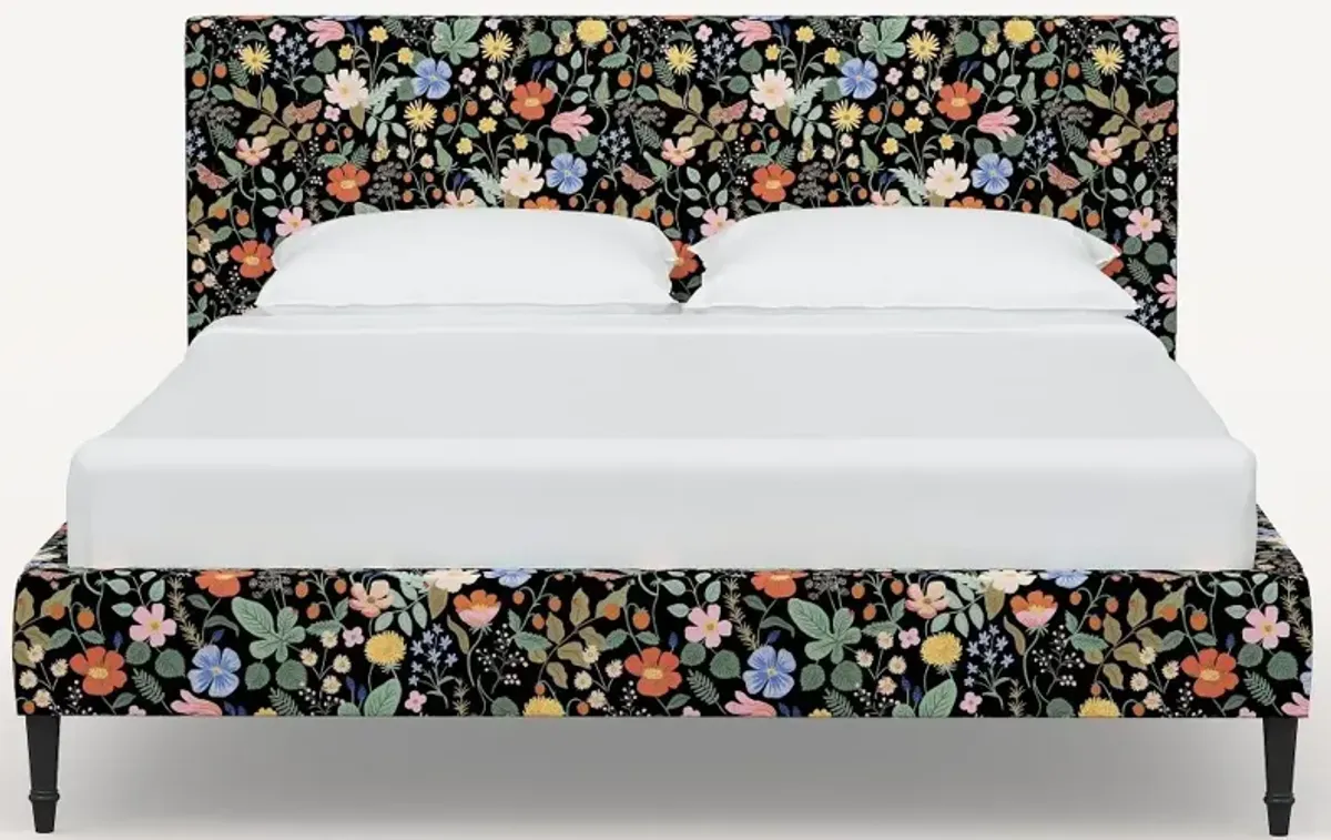 Rifle Paper Co Elly Black Strawberry Fields Queen Platform Bed