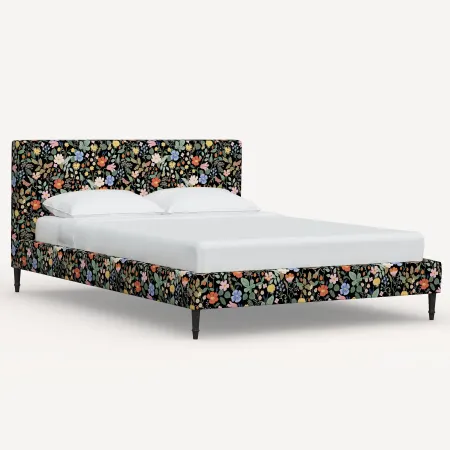 Rifle Paper Co Elly Black Strawberry Fields Cal-King Platform Bed